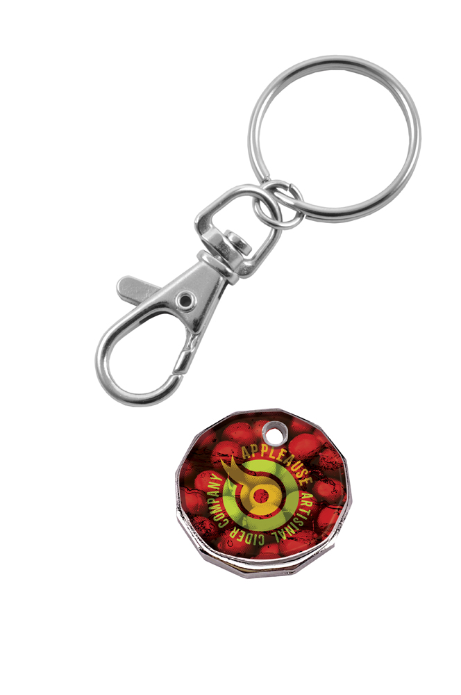 KY1800 red - Metal Trolley 12-sided Coin Keyring