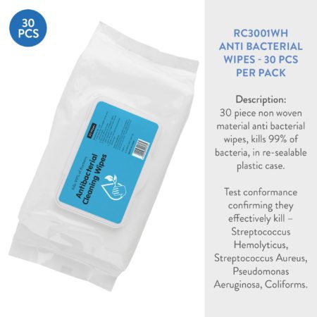 RC3001 450x450 - ANTI BACTERIAL HAND WIPES - 30 PACK